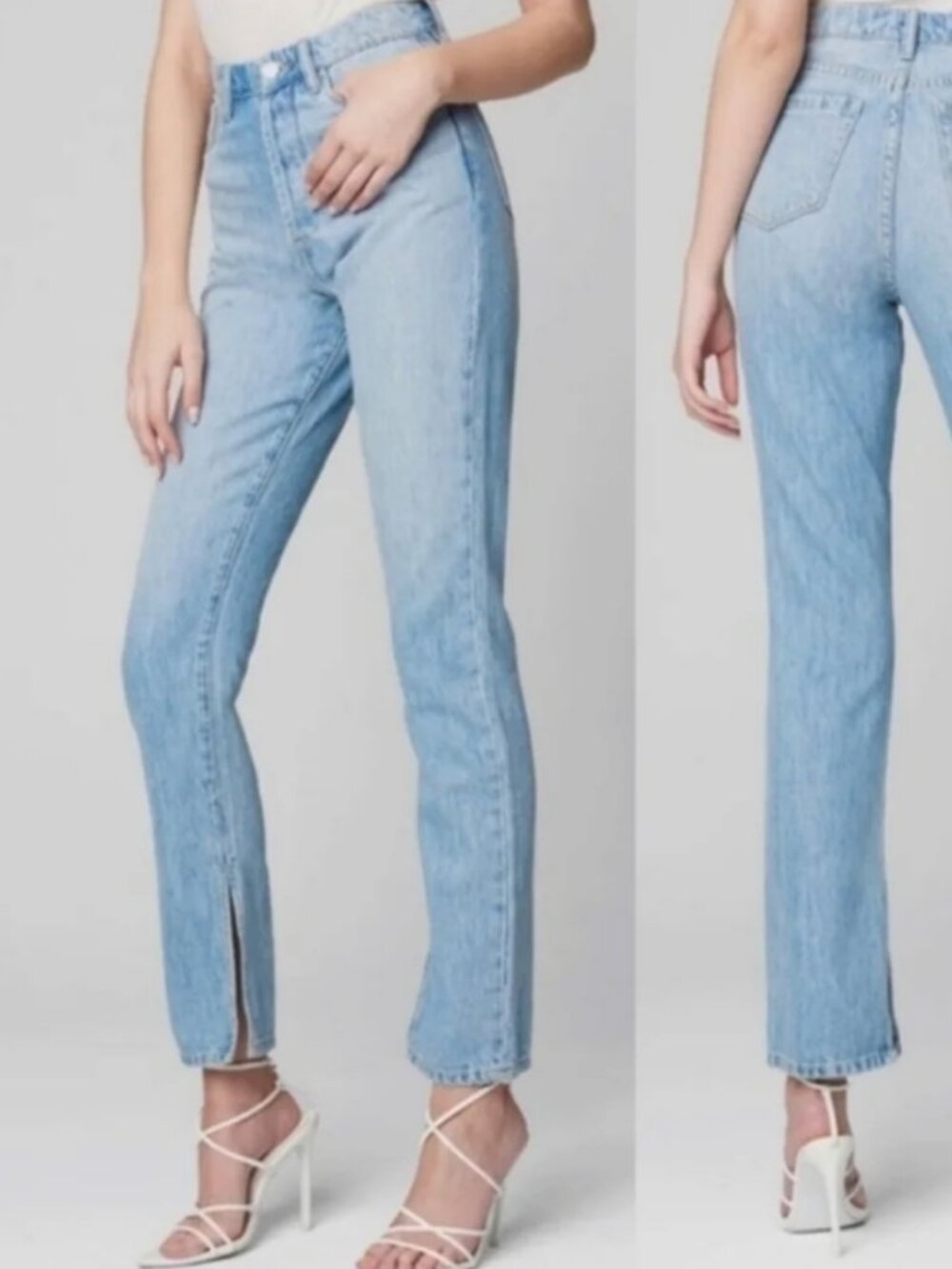 BLANK NYC The Cooper Long‎ Slim Straight Leg Jean Sz 30 Inseam Slit 100% Cotton